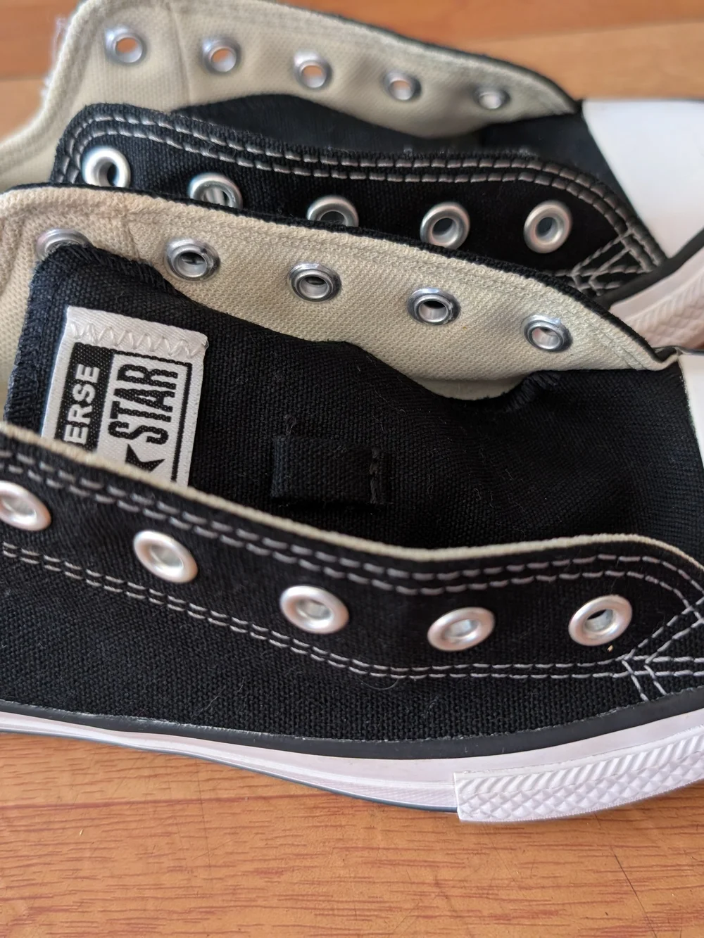 Converse Kids Black Canvas With Laces Low Top Sneakers with White Toe